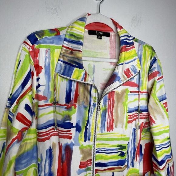 Toni Morgan  Art To Wear Jacket SZ XL  Pockets Full Zip Abstract Modern - Picture 12 of 16